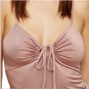 Topshop Idol Keyhole Cutout Tie Front Cami Tank Top